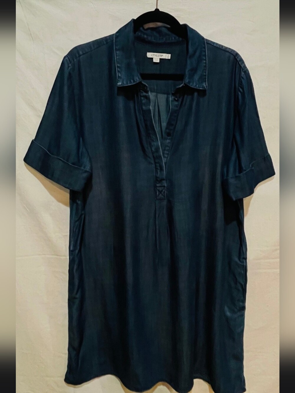 Chico's Indigo Tencel Shirtdress Denim Lyocell 3 (Like An XL)